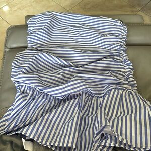 Forever 21 Blue Striped Strapless Dress